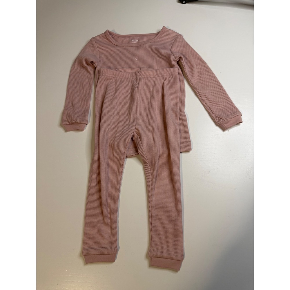 Carters Just One You Baby Girl Pink Waffle Knit Pajama Set 18M Thermal Sleepwear